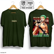 KAOS RORONOA ZORO ONE PIECE PIRATE HUNTER BAJAK LAUT TOPI JERAMI PENDEKAR PEDANG LUFFY SANJI NAMI US