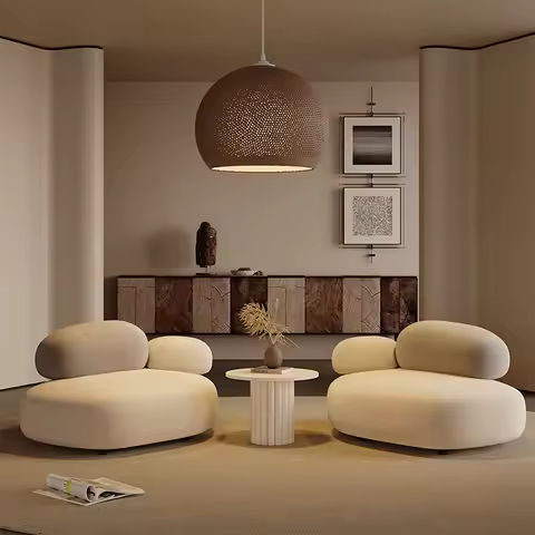 Gedo cream pebble combination sofa set creative living room fabric square salon reception