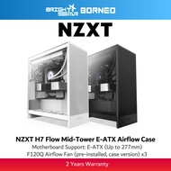 NZXT H7 Flow E-ATX Mid-Tower High Airflow PC Case - Black/White