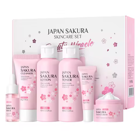 Sakura Skincare Set 6 Items Japan Cleanser Balancing Toner Hydrating Serum Eye Cream Tightening Loti
