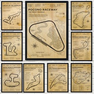 Astrdecor Vintage F1 Car Poster Formula Grand Track Edition Circuit Picture Art