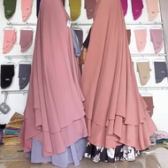 Dasmont Fashion Khimar Ceruty Jumbo 2 Layer Besar Bolong Tangan Jilbab Syar'i Nonped Kerudung Ceruti