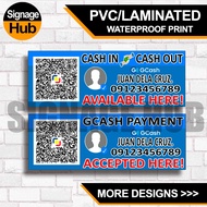 GCASH CASH IN CASH OUT Half Signages | Scan to Pay QR Code | Waterproof Print