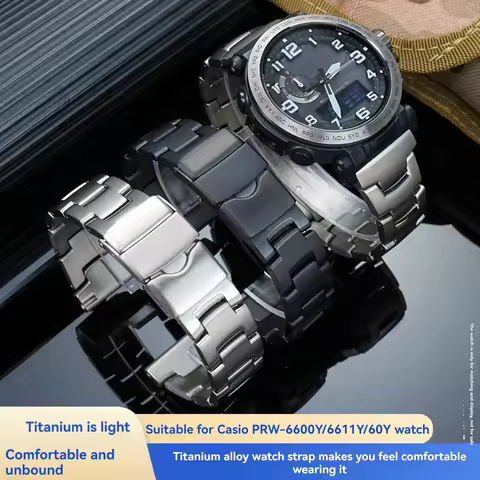 Lightweight Titanium Alloy Watch Strap Quick Release For Casio Protrek PRG-600/PRG-650/PRW-6600Y/PRW