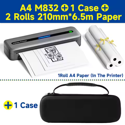 Phomemo Portable Printers Wireless for Travel, M832 Inkless Bluetooth Thermal Printer Support 8.5'' 