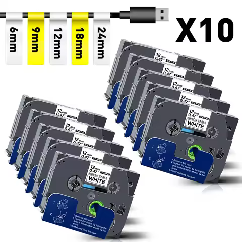10PK Label Tape for Brother Flexible ID Tape 6/9/12/18/24mm FX231 FX221 FX211 FX241 FX251 FX631 FX62