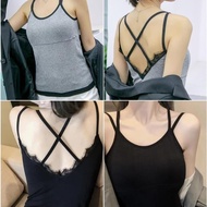 [LADIES UNDERWEAR] Tank Top BRA 3553 Singlet With Cup TankTop Cross Back