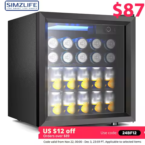 SIMZLIFE Mini Fridge 1.3 cu.ft 48 Can Beverage Refrigerator Cooler for Beer Drinks Wines Beverage Fr