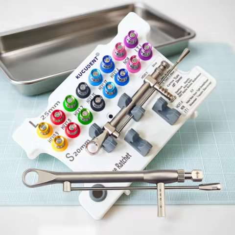 Whole Set Dental Implant Restoration Tool Kit - Universal Torque Wrench 10-70NCM with Screwdrivers f