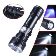 Professional UV 2 LED Rechargeable 16340 Battery Adjustable  Flashlight/Torch For Money Detector