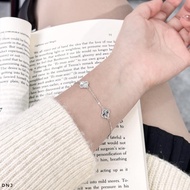 Luxury lady's 4-leaf clover silver bracelet