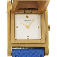 นาฬิกา Hermes Medor ตัวเรือนชุบทองหุ้มหนัง รุ่นปี 1994 ระบบควอตซ์ หน้าปัดสีขาว สำหรับผู้หญิง [มือสอง