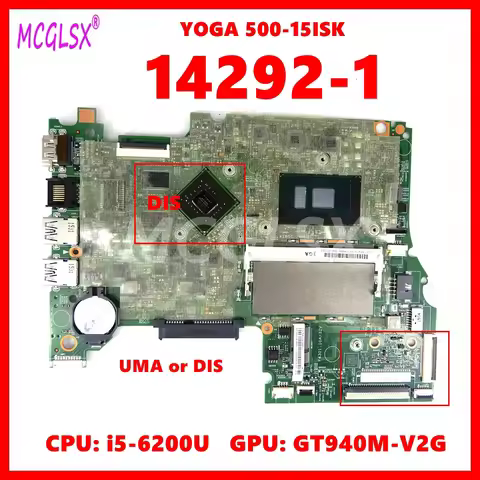 14292-1 Mainboard For Lenovo YOGA 500-15ISK FLEX3-1580 Laptop Motherboard With i5-6200U i7-6500U CPU