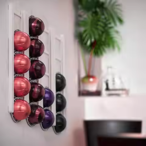 Coffee Capsule Storage Rack Self-Adhesive Coffee Pods Holder Multi-layer Storage Rack Wall Mounted C
