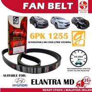 S2U Gaido Fan Belt Hyundai Elantra MD Air Cond Alternator Power Steering Belt 6PK1255 Tali Kipas Ker