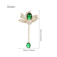 Bros Brooch Bunga Lotus Kristal Rumbai Teratai Flower Fashion Style Aksesoris Pin Bros Jilbab Hijab 