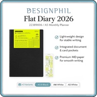 Midori Flat Diary 2026 Monthly Planner – Lightweight A4 & A5 (Black / White) Limited Edition, Oct 20