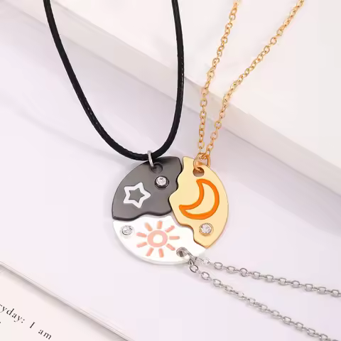 3 Pcs/set New Sun Moon Star Pendant Necklace for Women's Best Friends Forever Friendship Necklace Si