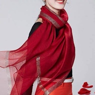 ผ้าพันคอสำหรับหญิง Cheongsam ผ้าคลุมไหล่นอกยาวผ้าพันคอฤดูหนาวผ้าพันคอผ้าไหมที่อบอุ่น2022ใหม่หรูสีแดงผ้าซิ่นหญิง