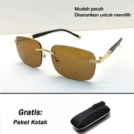Kacamata Hitam Pria Wanita Ovel Bingkai Logam Tanpa Bingkai Yang Populer UV400