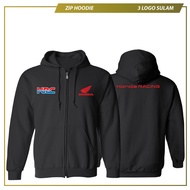 Zip Hoodie Sulam Honda HRC Racing Corporation Baju Premium Unisex Murah Cotton Fashion Logo Embroide