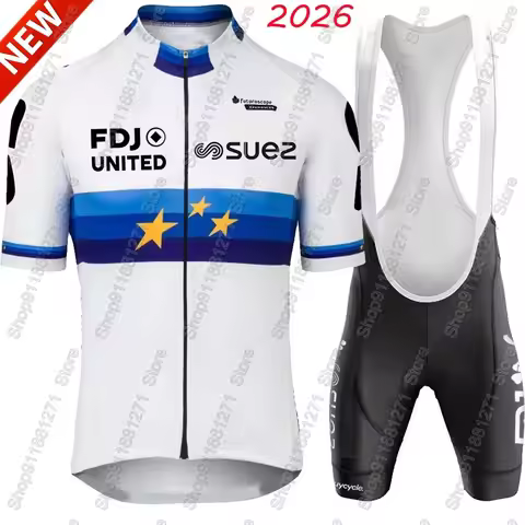 Team FDJ United Suez 2026 Cycling Jersey Set Unisex Summer European Clothing Suit Mens Shorts Sleeve
