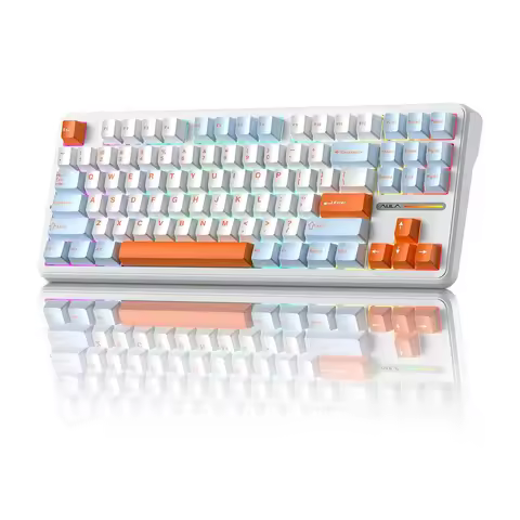Aula F87 Pro Tri-Mode Mechanical Keyboard BT/2.4G/USB-C Gasket Hot Swap RGB PBT Keycaps 4000mAh Batt