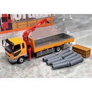 GCD 1/64 Mitsubishi Fuso Boom Lifter Crane Truck - Yellow W/ Accessories