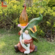 Lovoski Garden Gnome Statue Resin Gnome Figurine Resin Gnome Figurine with Solar LED Lights Outdoor 