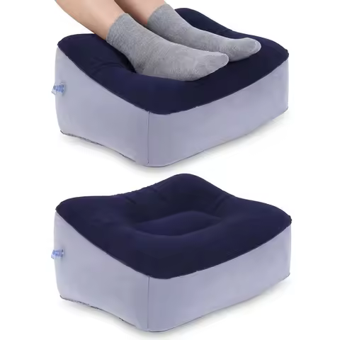 Inflatable Foot Rest for Airplane, Portable Travel Foot Rest Pillow, Foot Stool & Leg Support Cushio