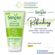 Simple Sữa Rửa Mặt Refreshing Facial Wash - Sữa rửa mặt Simple cho da nhạy cảm