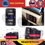 R/STOCK HONDA DUAL USB PORT PANEL with LED Voltage meter volt quick charge blue led city civic crv j