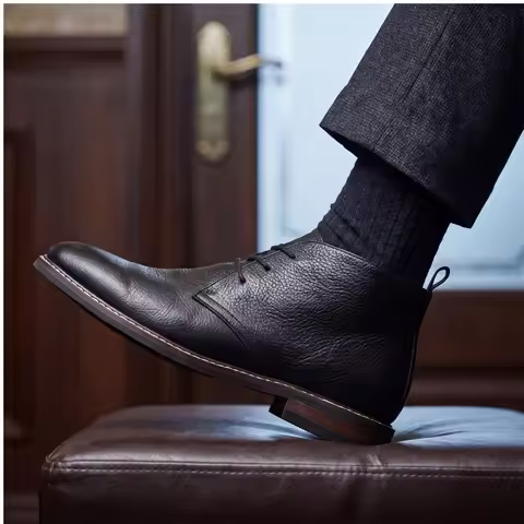 100% leather Men Chukka Boots Fashion Comfortable Brand Ankle Leather Boots Genuine Leather Desert b