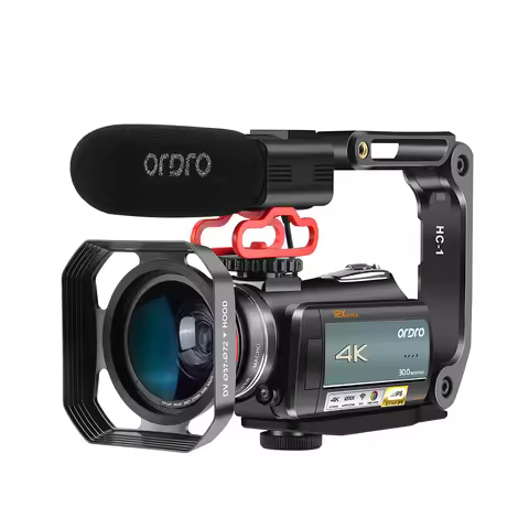 Ordro AC5PLUS 4K Camcorder Video Camera 12X Optical Zoom Livestreaming Webcam Vlog Camaras for YouTu