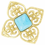 CHANEL CC Logos Pin Brooch Gold 96P Vintage Metal Accessory Women