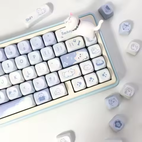 New 95Keys MOA Profile Keycaps Cute Samoye Dogs Theme PBT Key Caps Suit for 61/64/68/84/75/87 Keys G