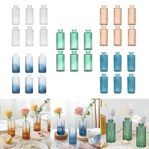 6 Pieces Glass Bud Vases Mini Flower Vases Table Decoration Flower Arrangement Display for Bookshelf