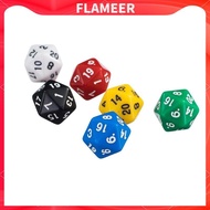 [Flameer] 6 Pcs D20 Gaming Dice Twenty Sided Die RPG Six Opaque Colors Couleur 1#