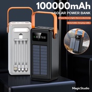 PD 40W Solar Powerbank 100000mAh Original solar powerbank with 4 Cable Power Bank Besar Tahan Lama P