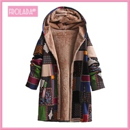 Plbuew Lightweight Women Coat Soft Cotton Jacket Vintage Floral Print Sherpa Lined Hooded Jacket for