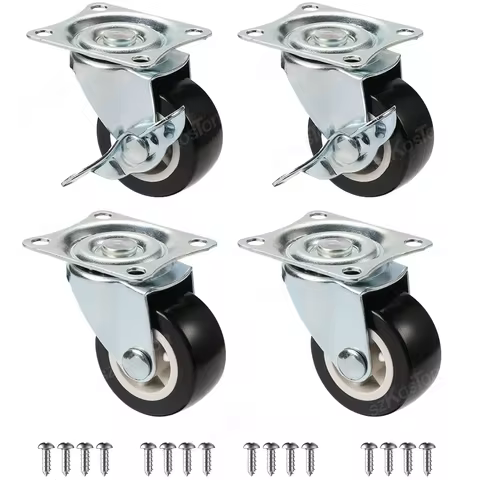 1/2 inch PVC Furniture Casters Wear Resistant Mute Universal Heavy Trolley Wheels 360 Degrees Swivel