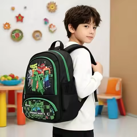 Minecraft Backpack With Lunch Bag Set For Boys Pixel Game Print Lightweight Waterproof School Book B