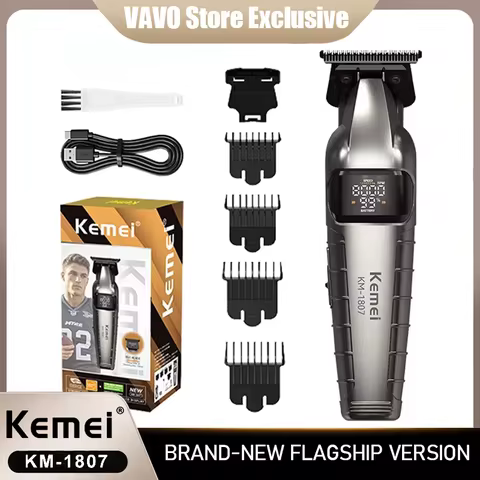 KM-1807 Professional Hair Trimmer by Kome USB Rechargeable Cordless Hair Clippers for Men with LCD D