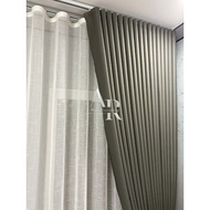 (9ft-13ft) S-Fold Button Blackout & Sheer(linen) Customize Curtains (per piece,not set)