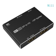 Will to UHD Splitter Adapter SST 8K 30Hz 4K 60Hz 1 in 2