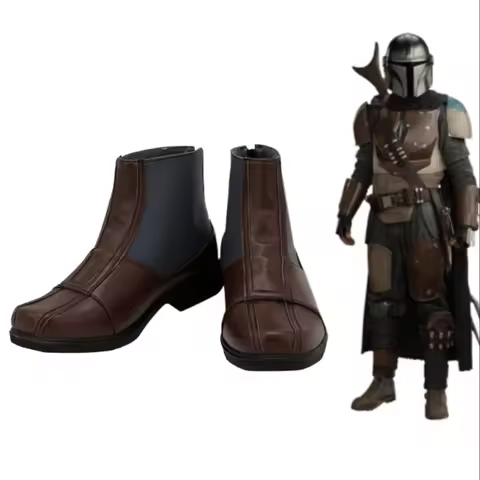 Din Djarin Cosplay Shoes Boots Movie Mandalorian Bounty Hunter‌ Halloween Party for Adult Men Male F