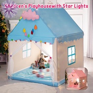 Playhouse Tent with Window Star Light String Foldable Detachable Kids Play Tent Breathable Princess Castle Tent Large SHOPTKC7150