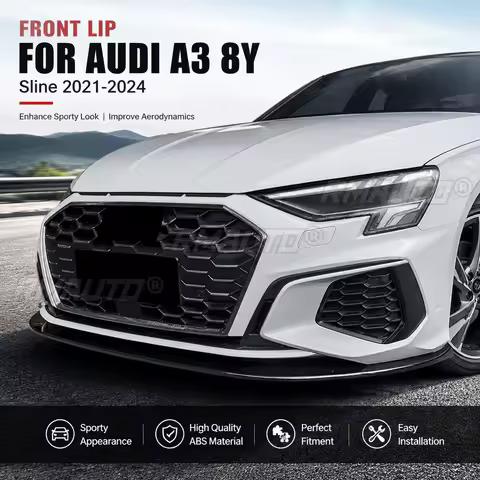 Audi A3 8Y S Line Front Lip Splitter One Piece Spoiler Carbon Fiber Look For Audi A3 2021-2024 Car A