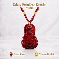 MERAH Kwan Im Resin Necklace Red Transparent Guan Yin Pendant Premium Spiritual Ethnic Accessories -