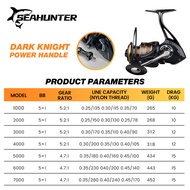 SEAHUNTER DK Dark Knight 1000-7000 Spinning Reel Power Handle Full Metal 5+1BB 5.2:1 15Kg Max Drag F
